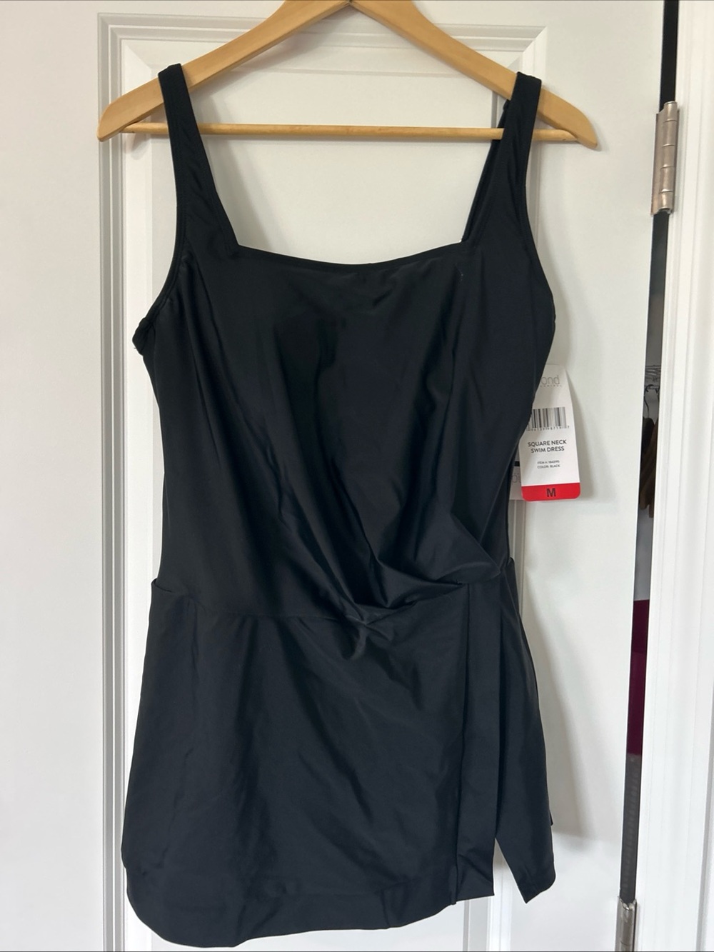 Beyond Control Women's Swim Dress Black Square Neck Swim Dress- NWT- Medium